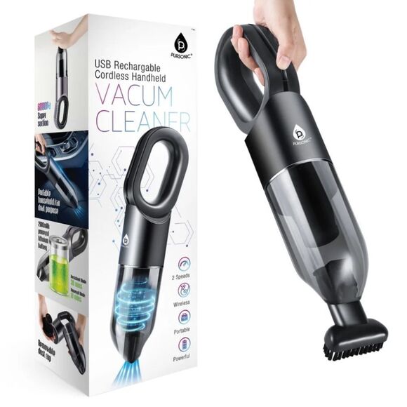 Pursonic USB Rechargeable Cordless Handheld Vacuum Cleaner in Black. New in Box! - Picture 1 of 10